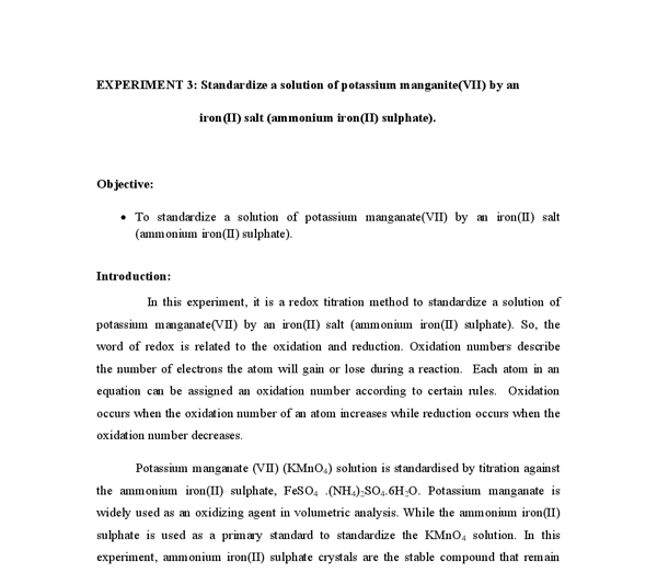 Discussion of a lab report