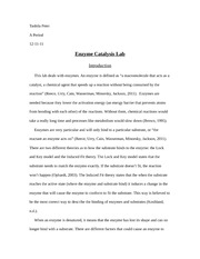 Enzyme catalysis lab report