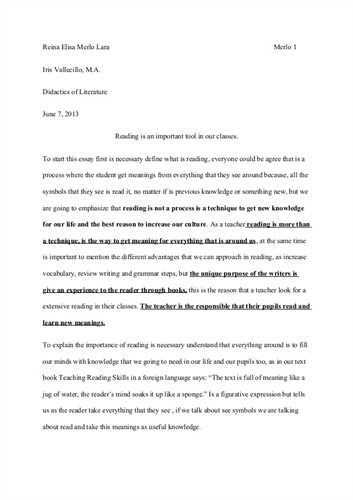 Essay about reading